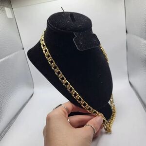Vintage 80s Chunky Gold Curb Chain Necklace